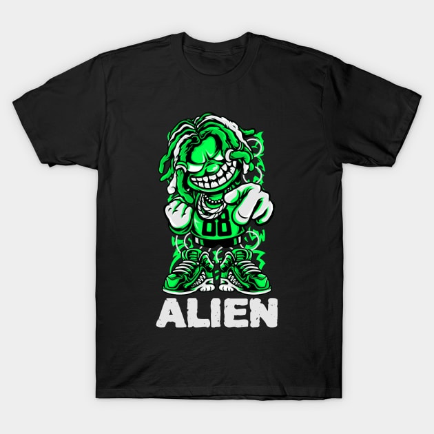 Funny alien design T-Shirt by Wolf Clothing Co